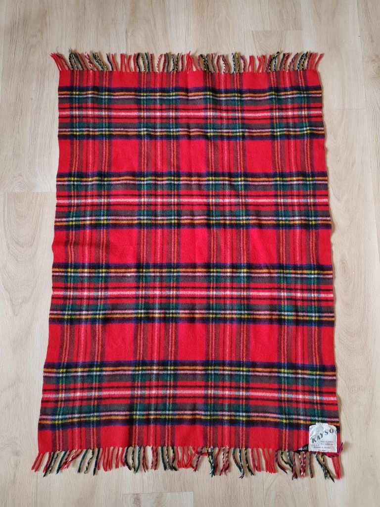 Wełniany koc vintage Woolmark koc z wełny brytyjski