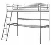 Łóżko piętrowe z biurkiem, svarta ikea