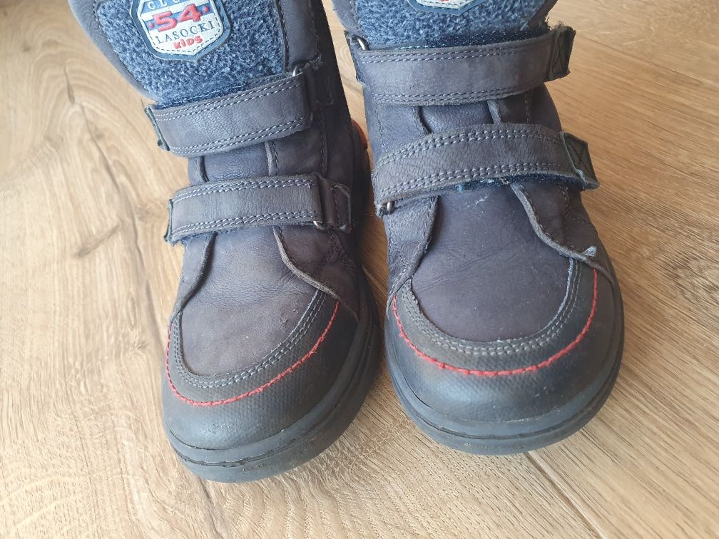 Lasocki buty 28 ocieplane z boku zamek + rzepy