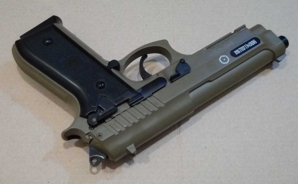 Игрушечный пистолет TAURUS PT92 Metal Slide Tan, детский на пульках