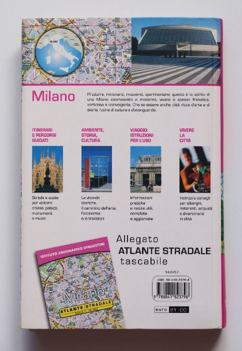Guia de Milão em italiano com livro de mapas