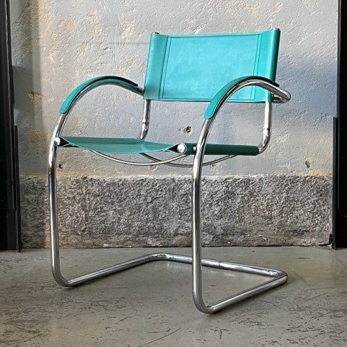 Krzesło typu bauhaus zielone vintage modernistyczne