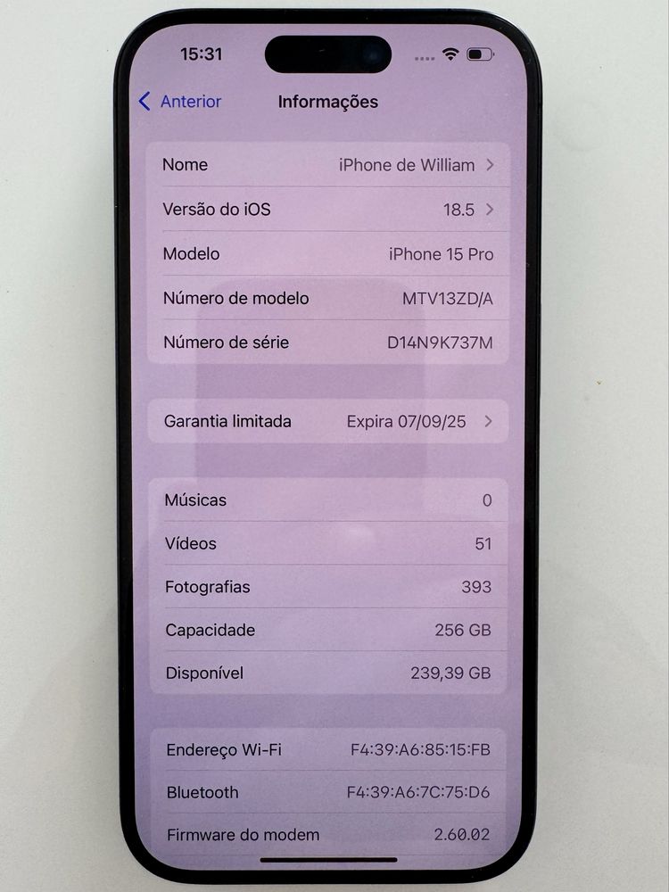 Iphone 15 Pro 256g desbloqueado de fábrica com garantia