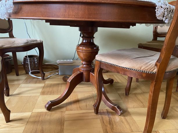 Drewniany stół i 4 krzesła (Vintage, Retro). Komplet.