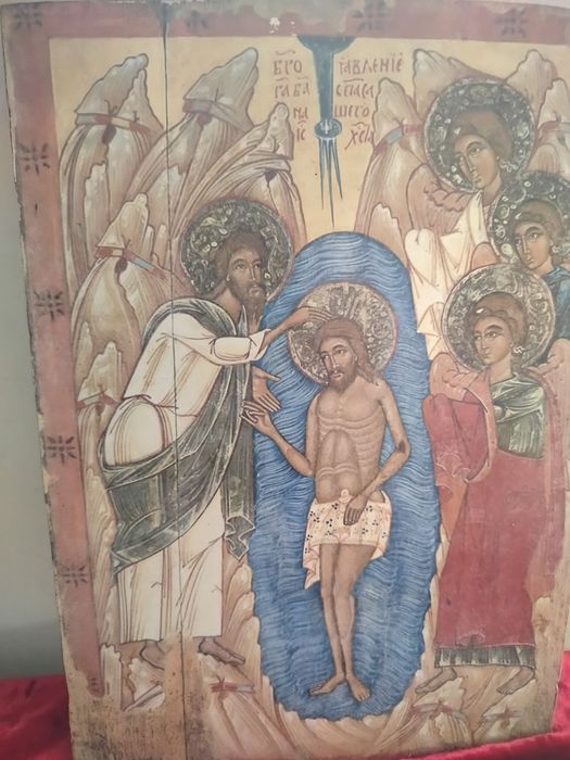 Икона Крещение Христа на дереве церковная