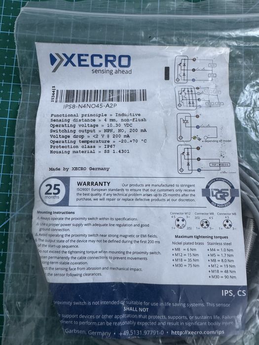 Czujnik indukcyjny XECRO M8 NPN/NO