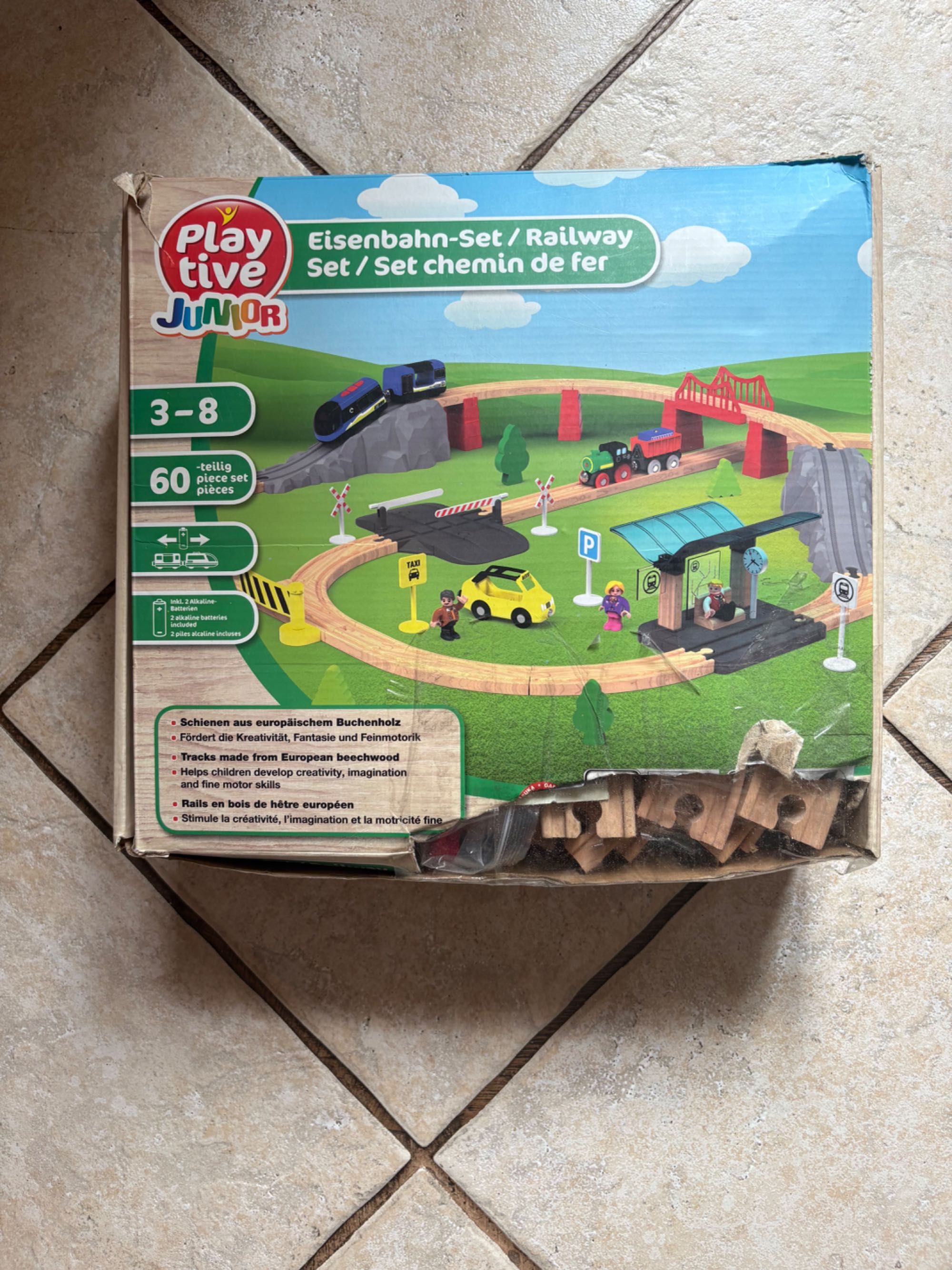 Playtive Drewniany Pociąg Pasażerski Kolejka Tory