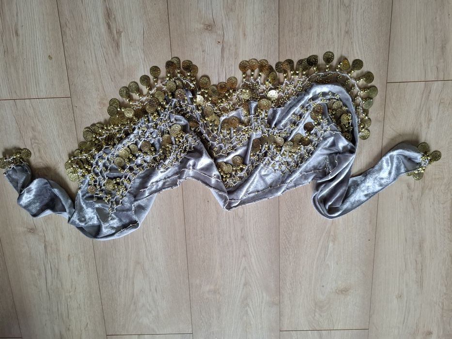 Pas biodrowy do tańca brzucha, szal biodrowy, chusta z monetami