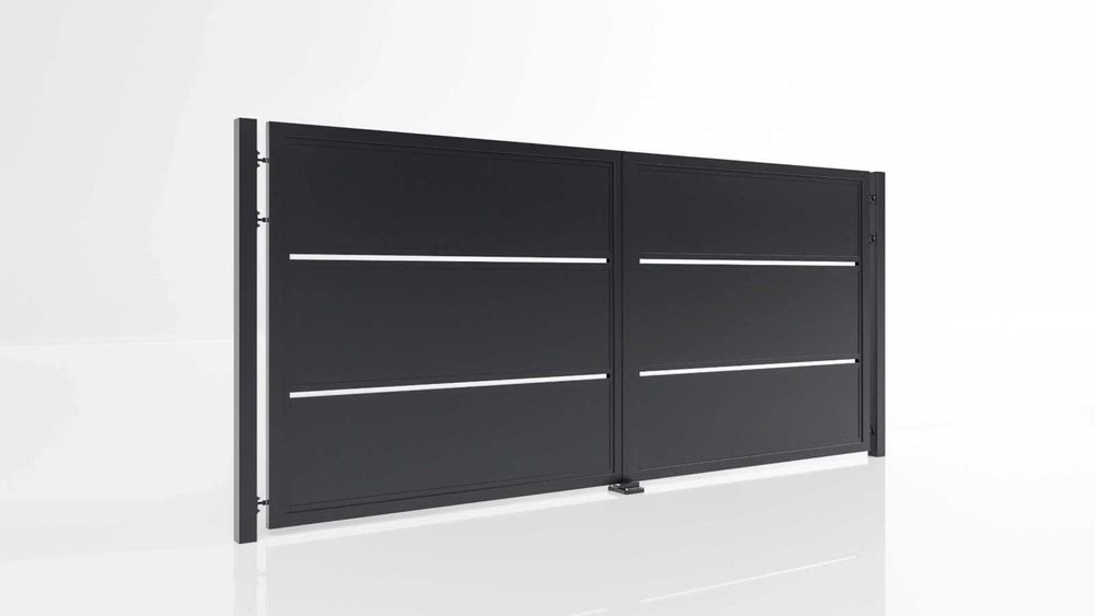 Ogrodzenie - Brama 350x191,5 MODUŁ 60 Antracyt Dwu Skrzydłowa STYRODUR