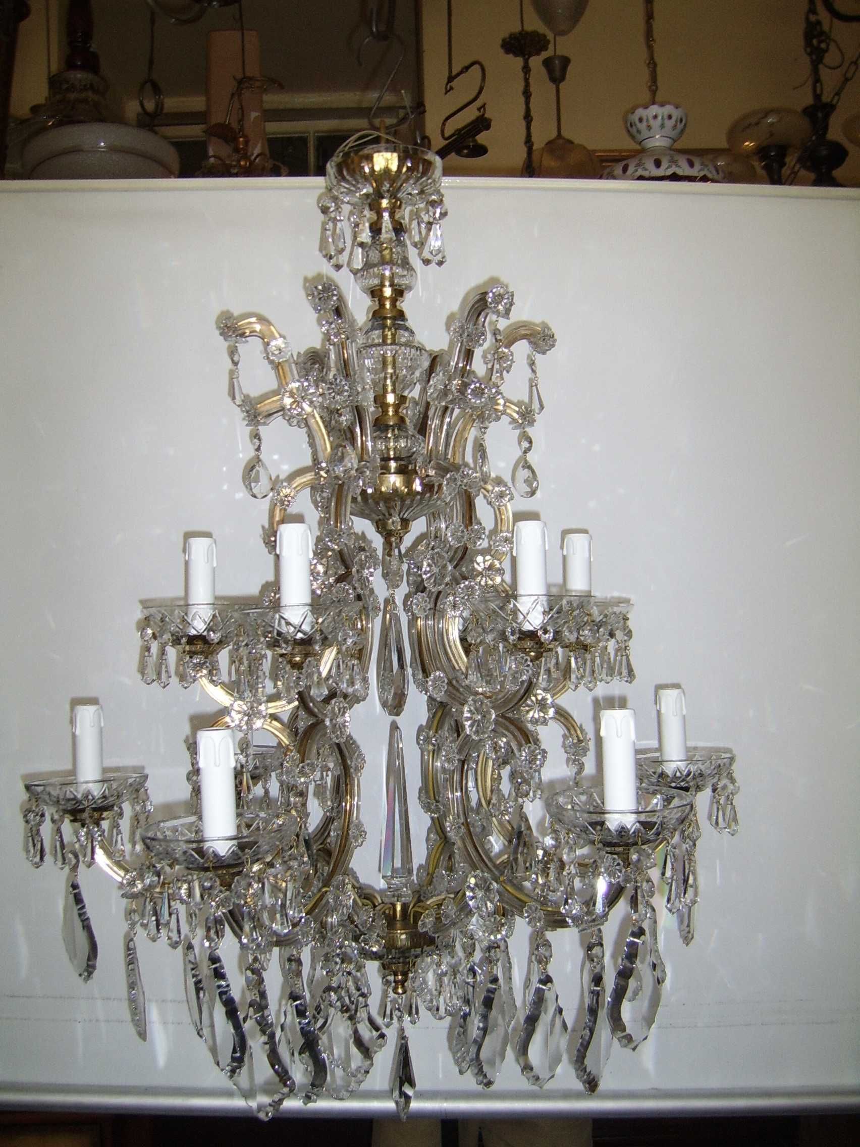 Żyrandol kryształowy Maria Teresa 12-płomienny oryginał po renowacji