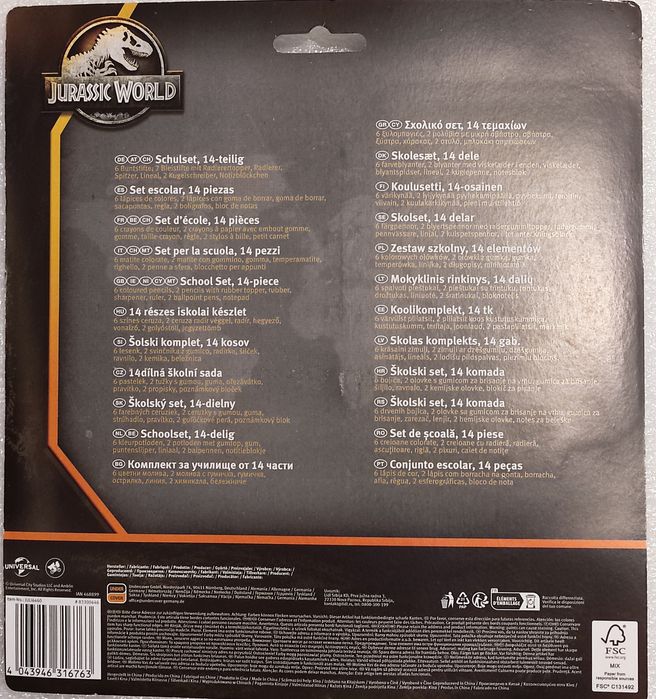 Set escolar Jurassic World NOVO