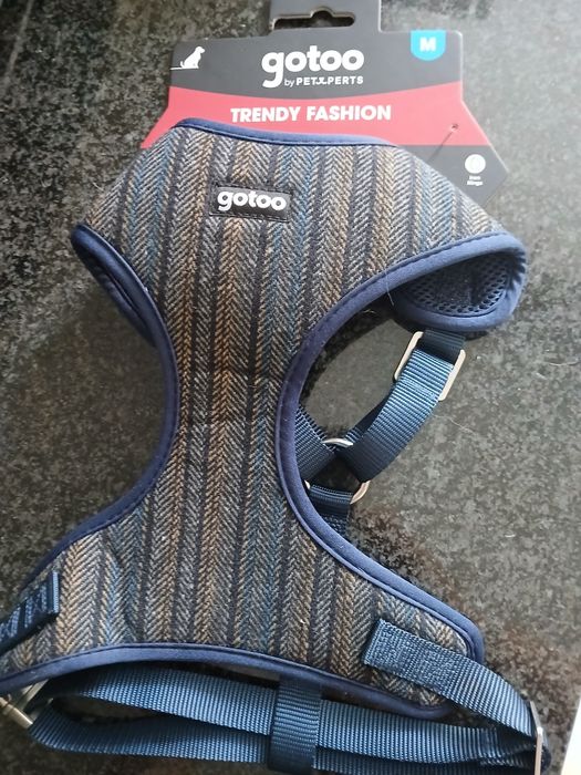Gotoo Arnês tipo  Tweed azul para cães
