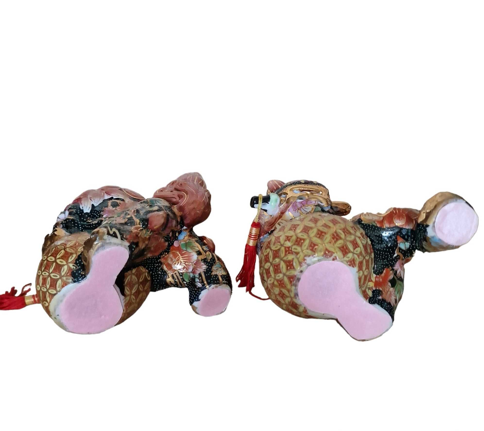 2 figurki ceramiczne porcelanowe Foo Dog Guardian Lion Statua