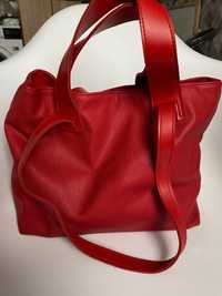 Жіноча червона сумка (шопер, тоут) з еко шкіри