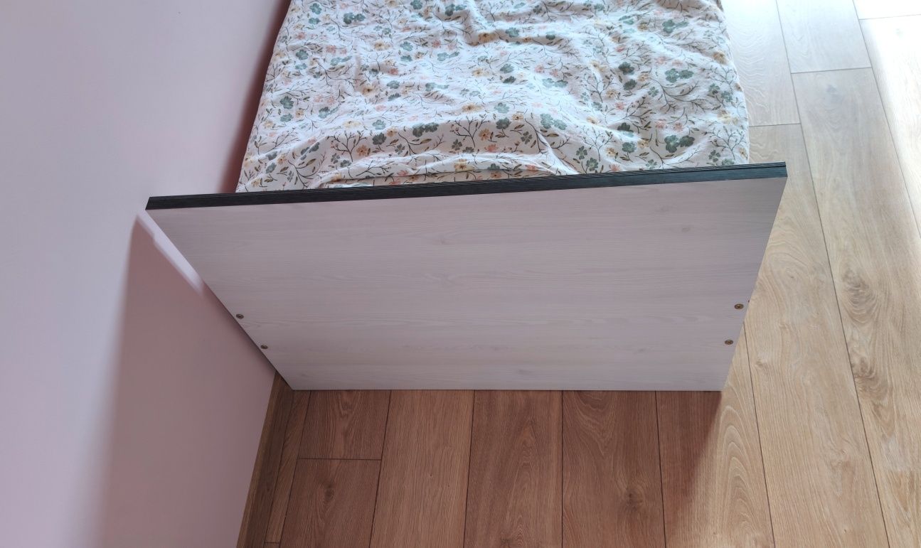 Łóżko białe, bielone, 90x200 z pojemnikiem, szufladą