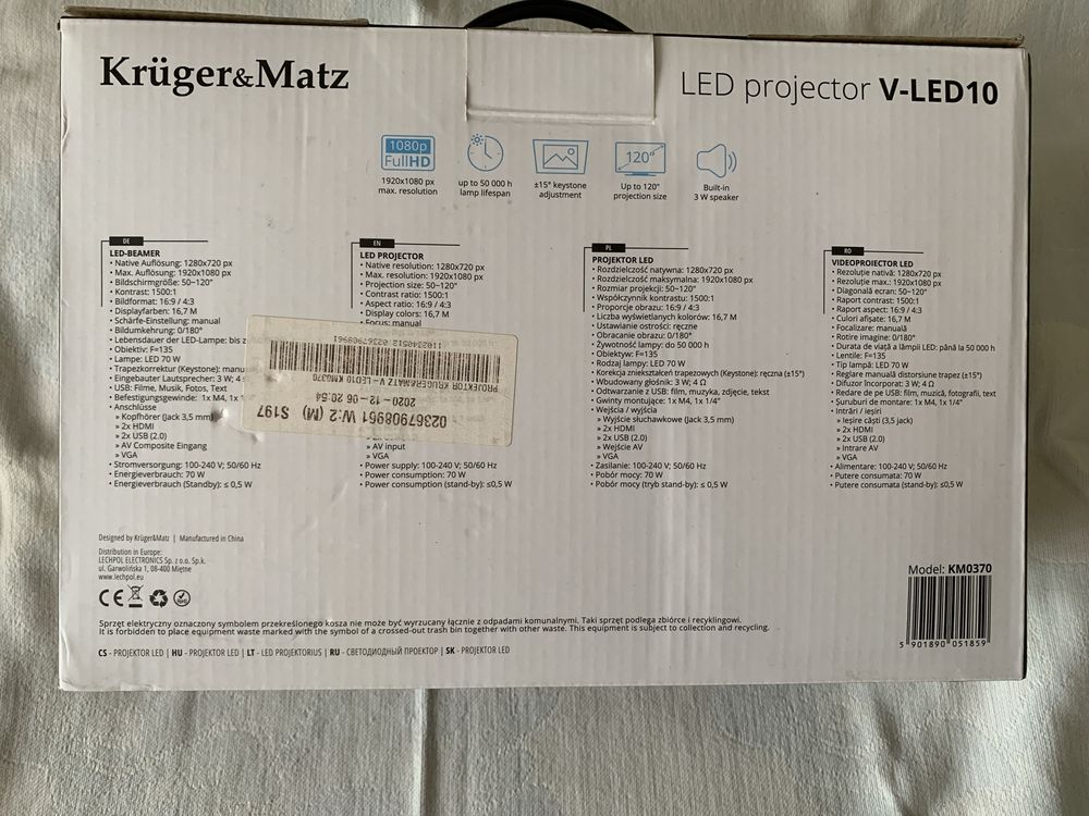 Projektor Kruger&Matz V-LED10 - nowy