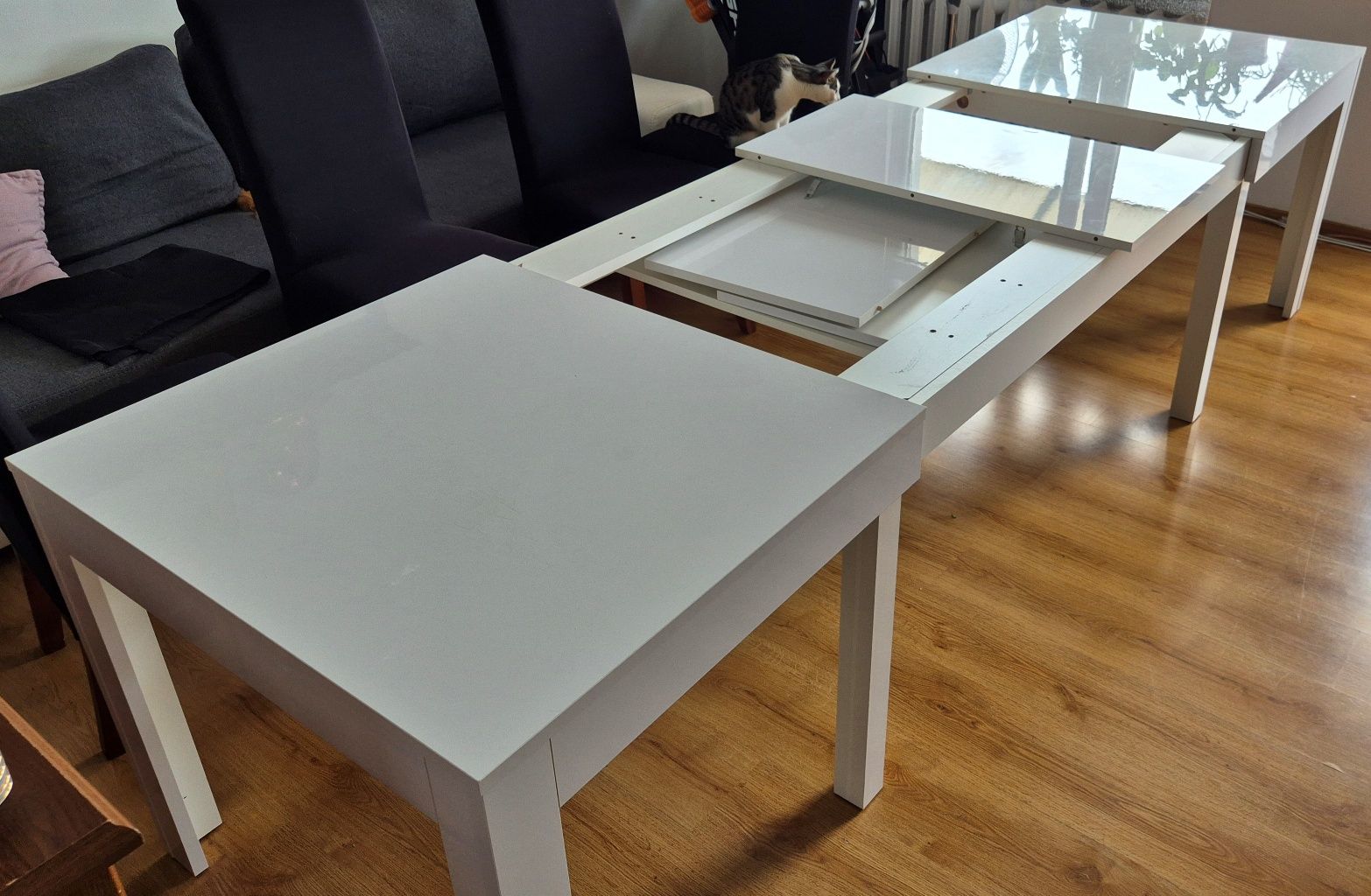 STÓŁ WENUS BIAŁY POŁYSK ROZSUWANY 160-300x76x90 cm (szer. x wys. x gł.
