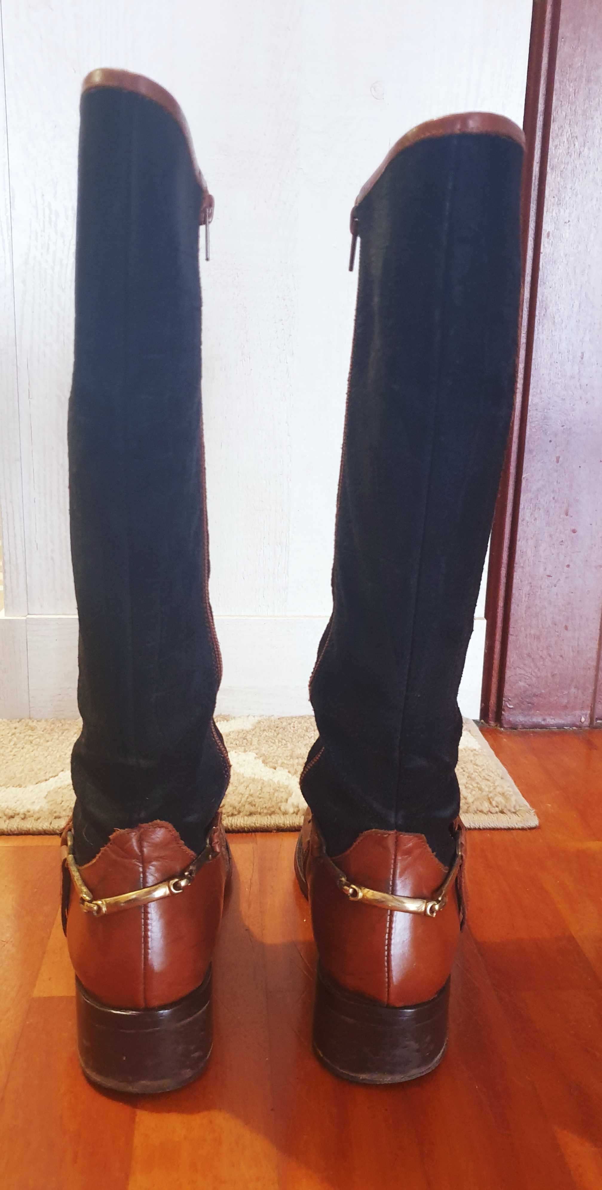 Botas de pele castanha e azul marinho da marca Country Rider