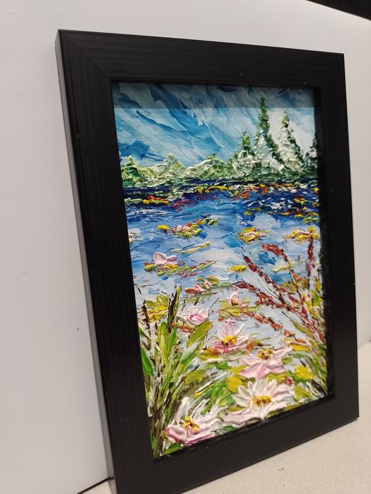 Obraz olejny w miniaturze w ramce  12.5 x 17.5 cm