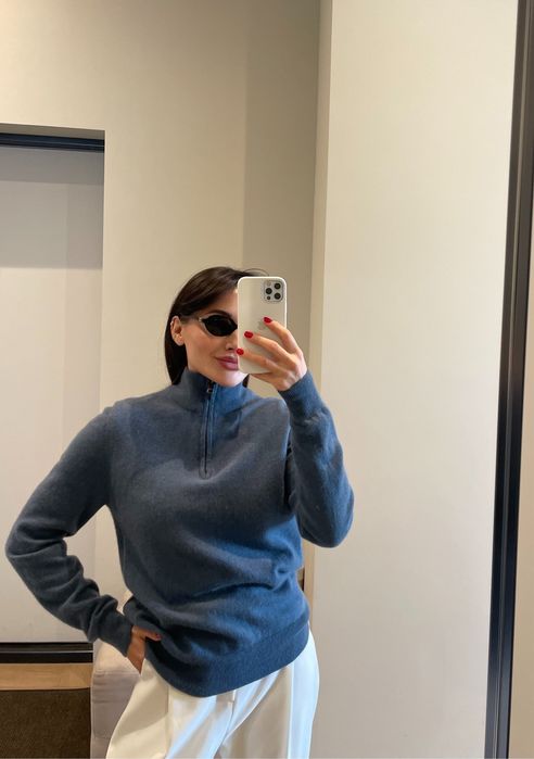 100 % кашемір zip светр S/Onesize