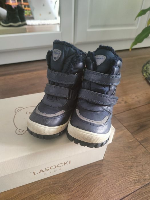 Buty chłopięce Lasocki CCC rozm. 22 zimowe ocieplane granatowe skóra