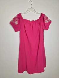 Letnia różowa krótka sukienka na lato z krótkimi rękawami 38 10 M