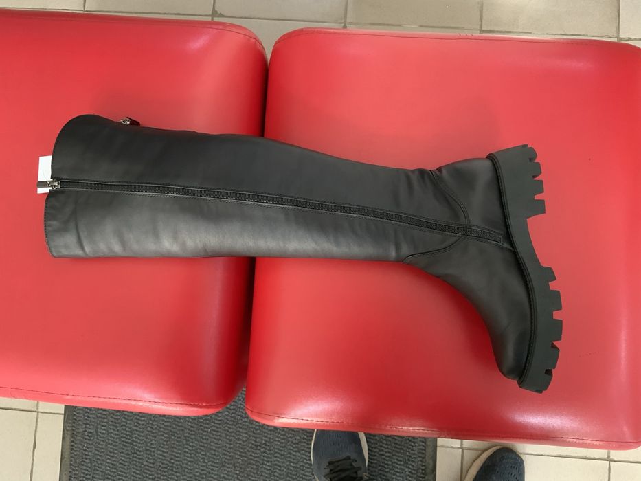 Ботфорты зимние европейка натуральный замш кожа