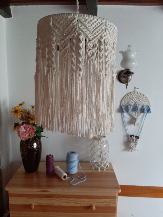 Abażur żyrandol lampa makrama boho rękodzieło