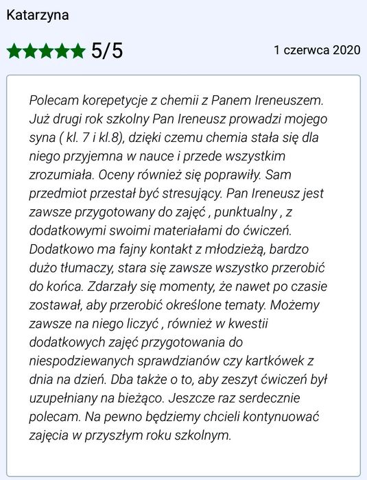 Korepetycje Chemia ( Łódź - Bydgoszcz - Katowice )