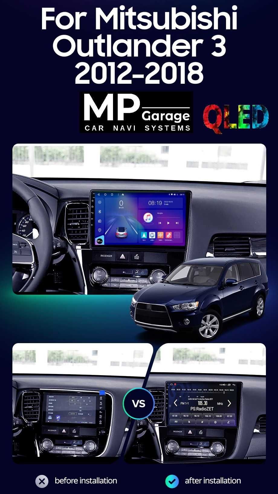 Radio Mitsubishi Outlander_3 Qled CarPlay/AndroidAuto 4G Montaż