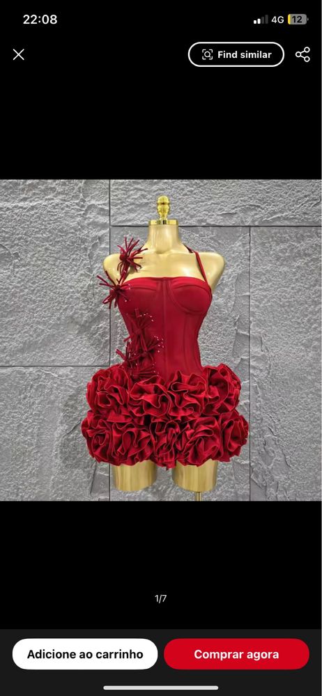 Vestido vermelho gala ( Efeito rosa)