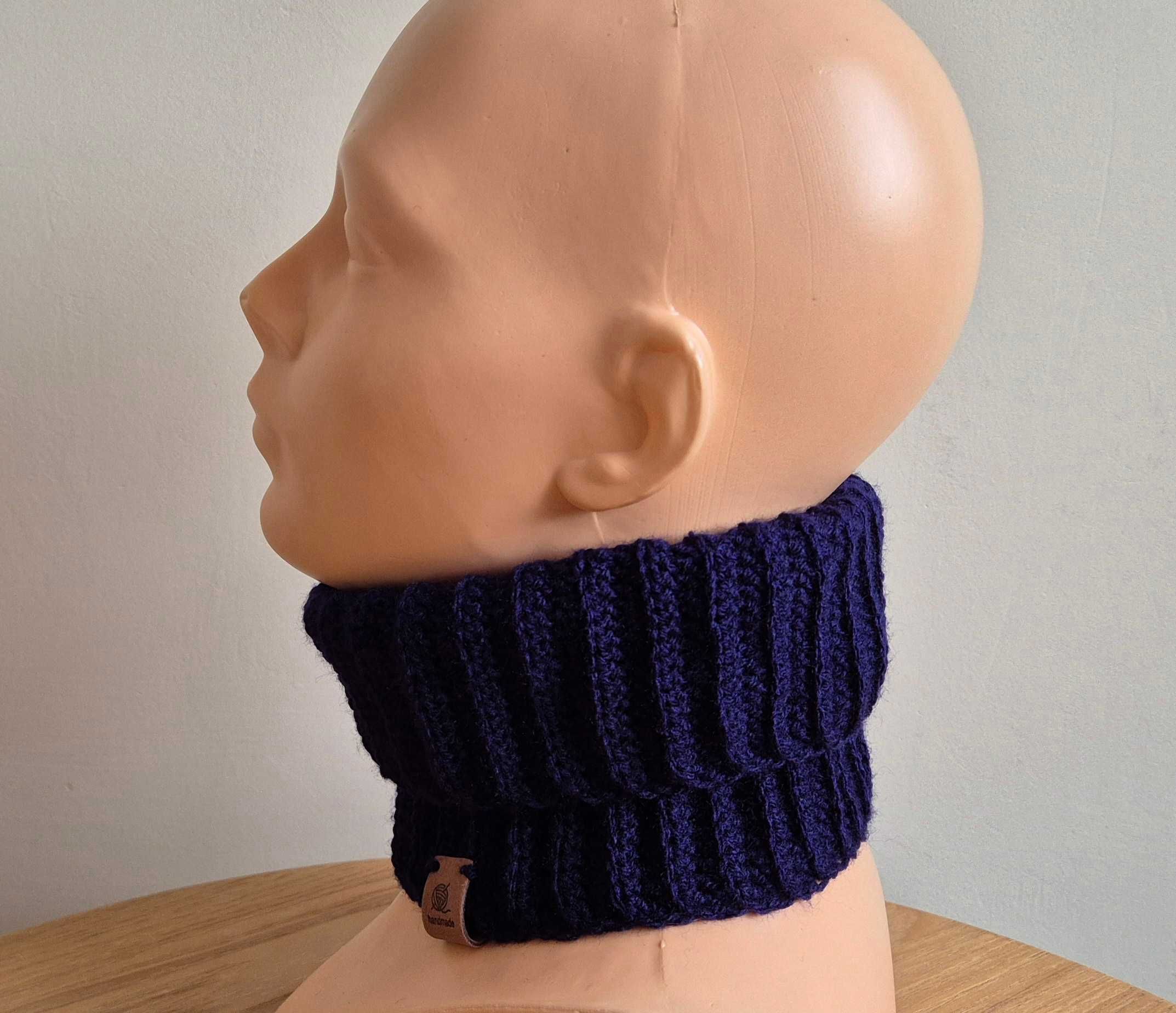 Granatowy golfik/ocieplacz zamiast szalika - Handmade