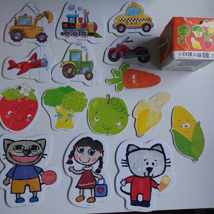 Puzzle dla malucha Kicia Kocia, pojazdy, warzywa Dodo