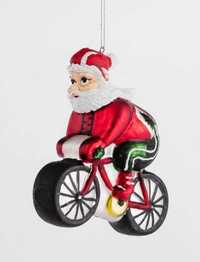 Bombka dla fana rowerów Mikołaj na rowerze na prezent dla kolarza