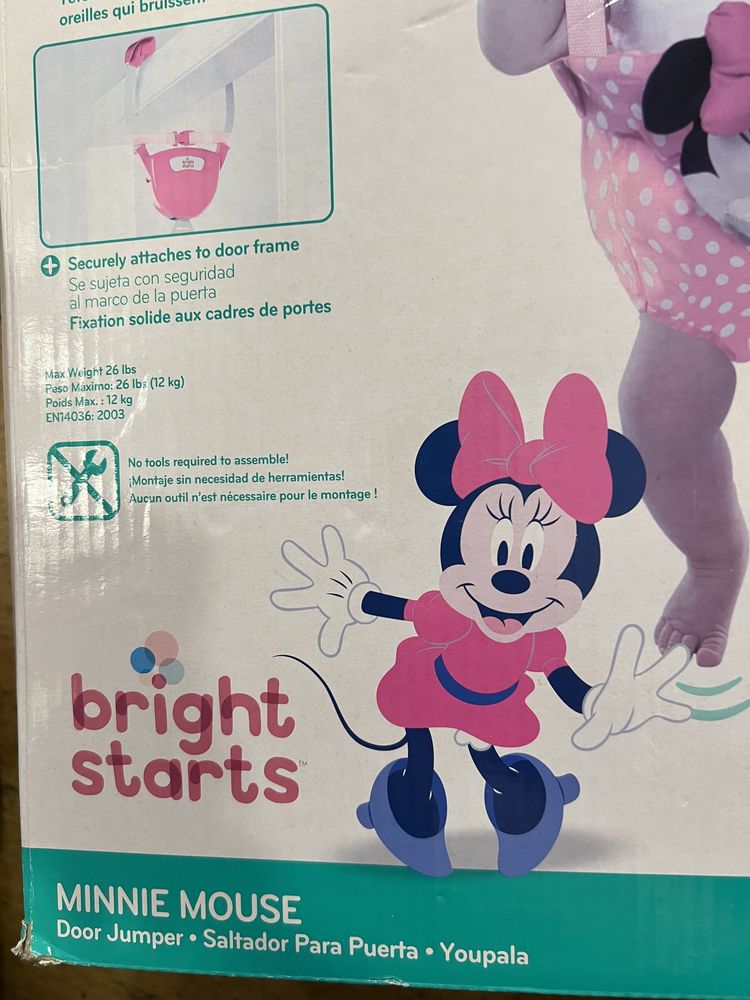 Bright Starts - Minnie Mouse Saltador de Porta - Novo
