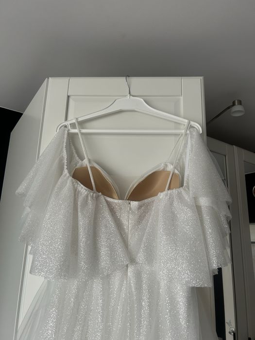 Sukienka ślubna księżniczka glamour brokatowa