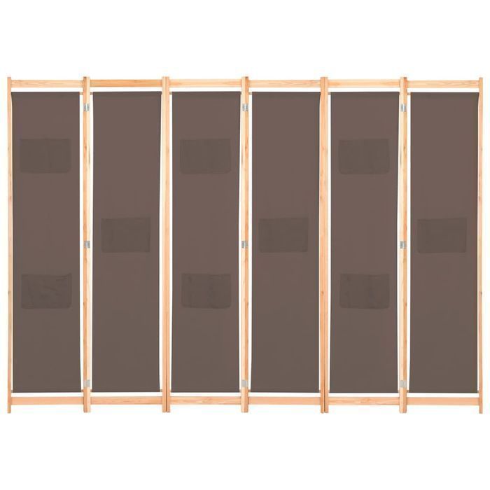 vidaXL Parawan 6-panelowy, brązowy, 240 x 170 x 4 cm, tkanina