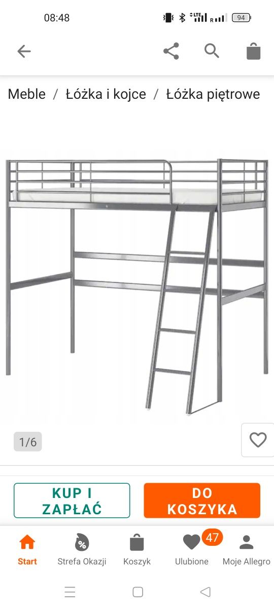 Łóżko Rama antresoli ikea