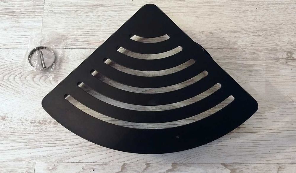 Półka łazienkowa narożna metalowa czarna mocowana na śruby 22cm x 8cm