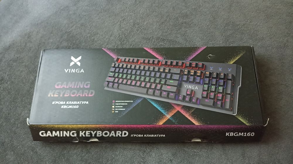 Ігрова механічна клавіатура , Vinga KBGM160 black із підсвіткою.