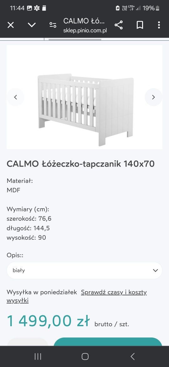 Łóżeczko dziecięce Pinio