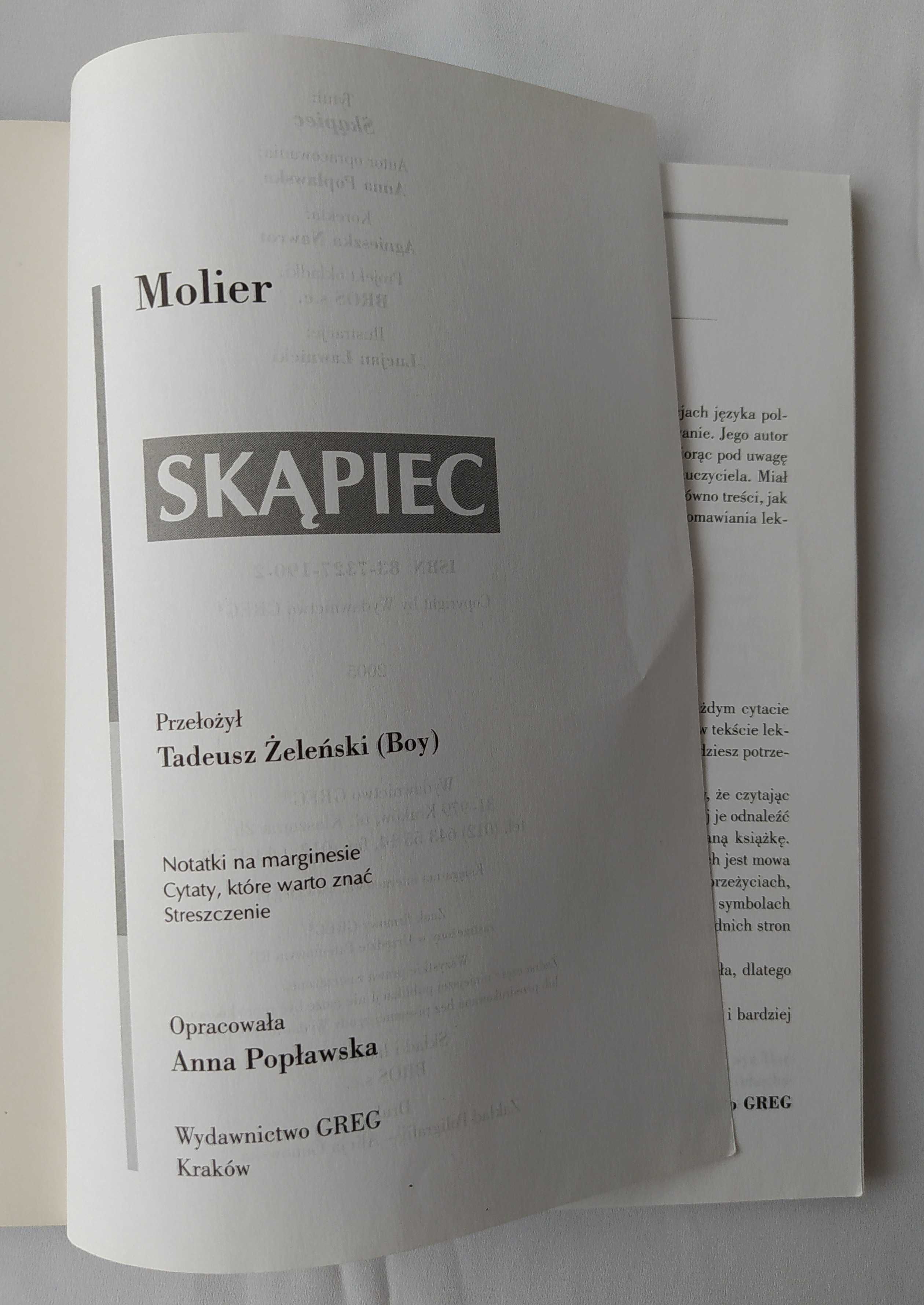 Skąpiec – Molier – wydanie z opracowaniem