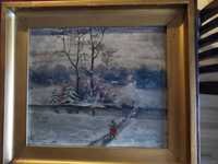 Obraz olejny W. Płaczek Pejzaż zimowy