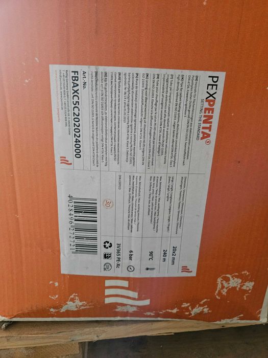 Rura PEX Penta PEX -C 20x2, temperatura 90 stopni, ciśnienie 6 bar