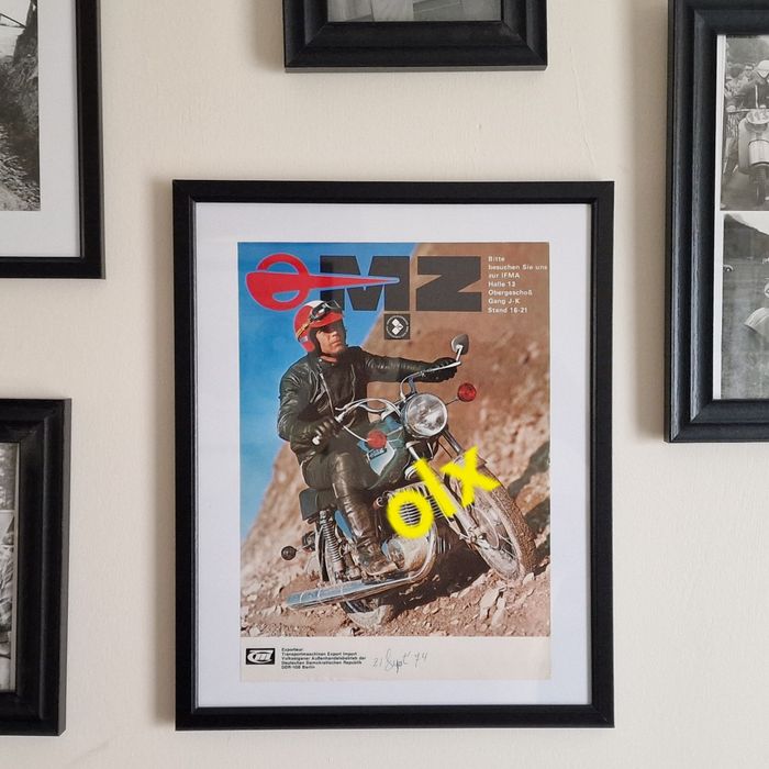 Reklama motocykla MZ TS 250 i Zundapp KS 125 Sport w ramce 1974