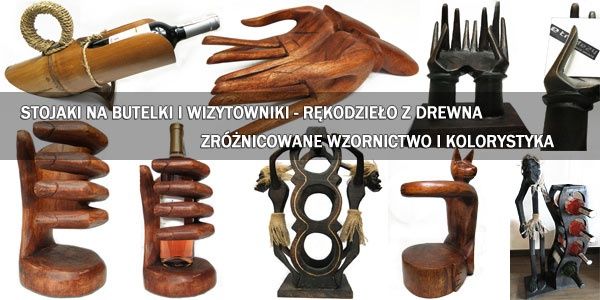 Misterna Rzeźba z Drewna Suar Dłonie RĘCE Stojak na Wino