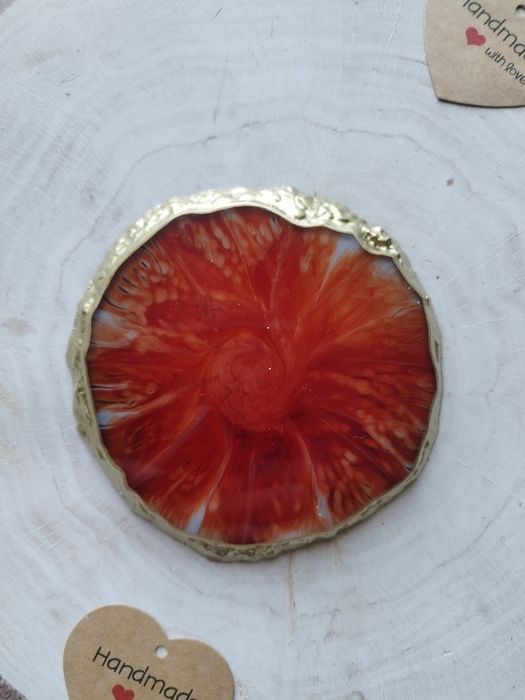 Rękodzieło Podkładki z żywicy epoksydowej karmazyn ze złotem