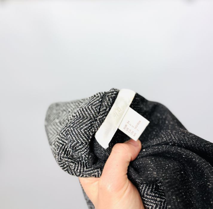 Szary żakiet w jodełkę z jednym guzikiem XS 34 H&M