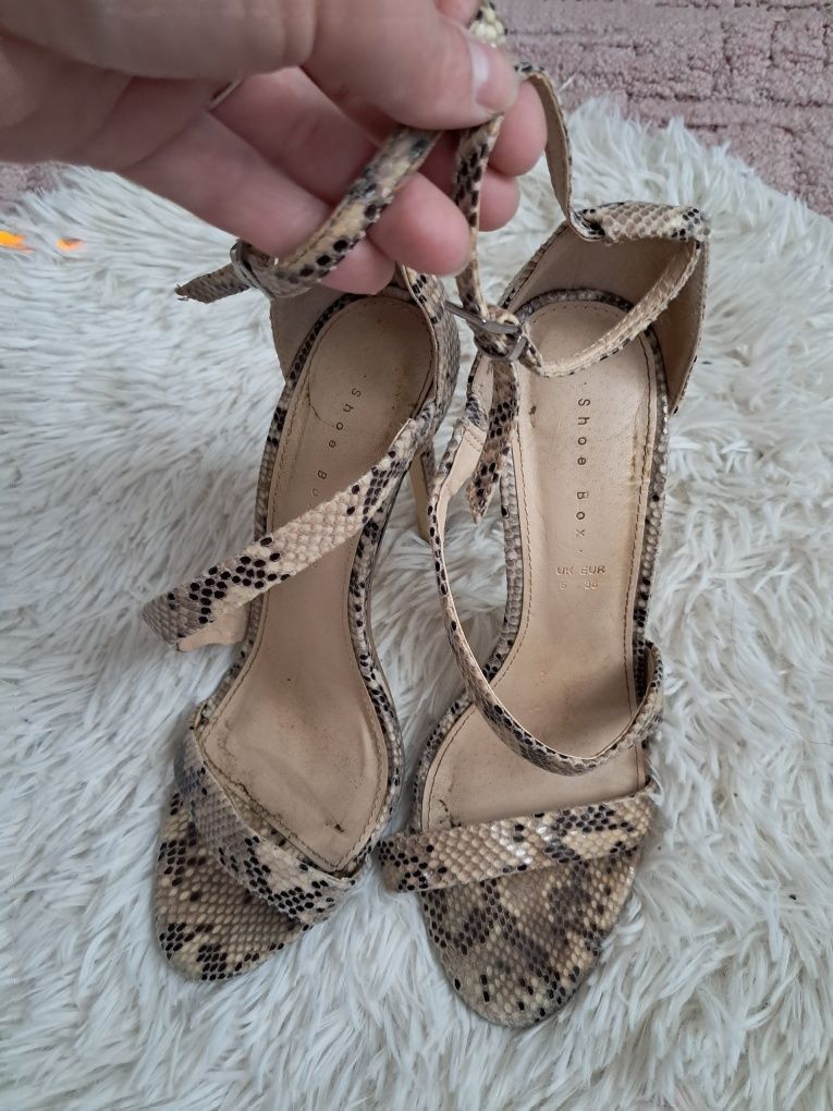 Buty na obcasie wężowy wzór Shoes Box