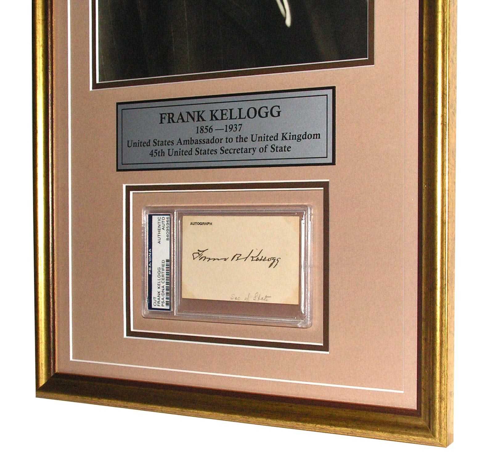 Frank Kellogg autograf w oprawie 1890